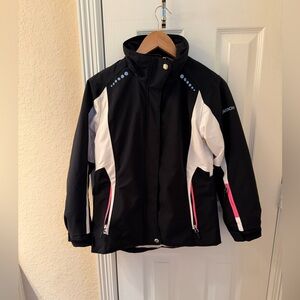 Stylish Black and White Ski coat with Pink Accents